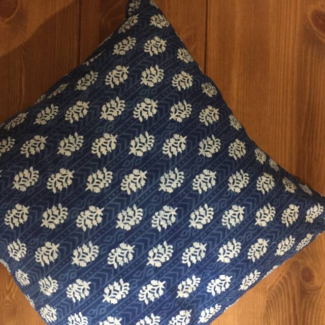 Handmade Indigo Block Print Cushion Cover 16x16 Cotton Pillow - image 1