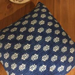 Handmade Indigo Block Print Cushion Cover 16x16 Cotton Pillow - thumbnail 3