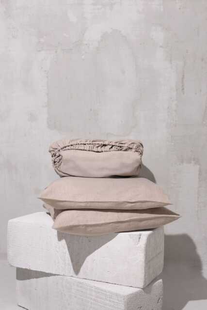 Natural Linen Bedding Set Fitted Sheet, 2 Pillowcase. Breathable, Earth Tone Farmhouse, New Home, Hosting Gift. Twin, Full, Queen, King - image 1