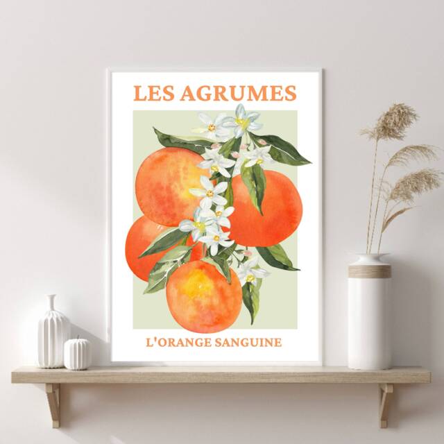 Orange Art Print, Les Agrumes, Modern Art, Fruit Wall Kitchen Home Decor, Gift Ideas, Prints, Posters - image 1