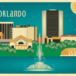 Orlando, Florida Print, Orlando Skyline, Travel Art Blue Fl Horizontal Print, Loose Petals Gift - Style E8-O-Orl - thumbnail 2