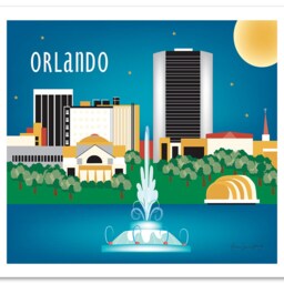 Orlando, Florida Print, Orlando Skyline, Travel Art Blue Fl Horizontal Print, Loose Petals Gift - Style E8-O-Orl - thumbnail 3