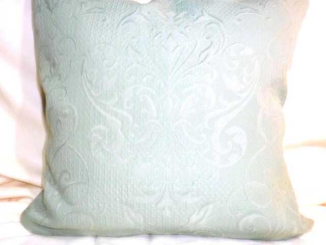 Damask Pillow Cover Dusty Aqua Designer Fabric - image 1
