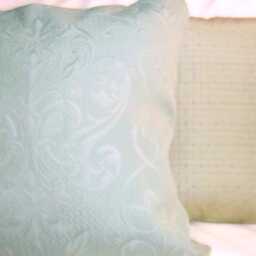 Damask Pillow Cover Dusty Aqua Designer Fabric - thumbnail 3