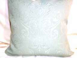 Damask Pillow Cover Dusty Aqua Designer Fabric - thumbnail 1