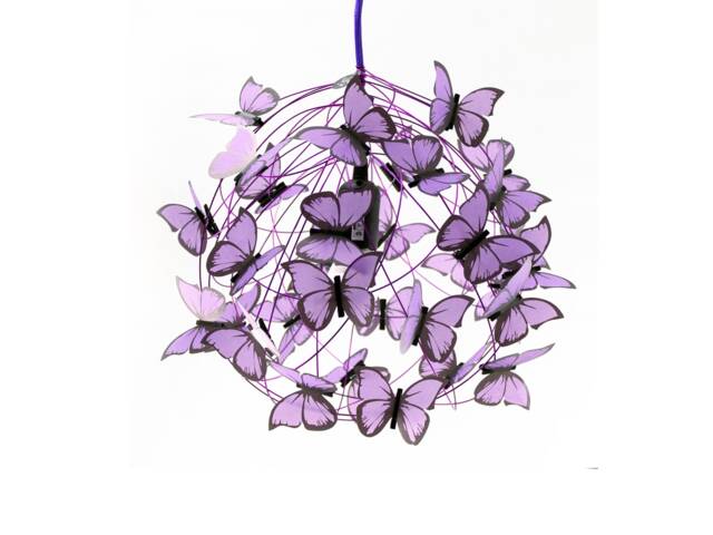 Purple Butterfly Chandelier Fairy Style Nursery Lamp - image 1