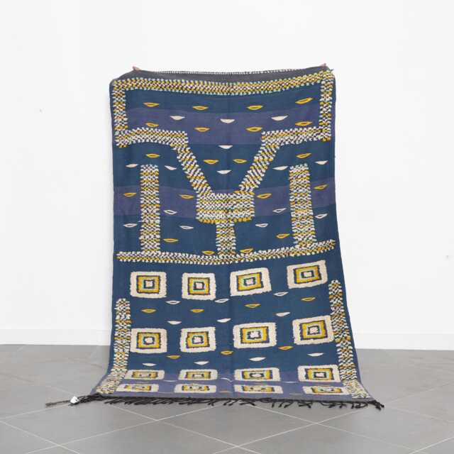 Geometric Berber Rug Handmade Moroccan Wool Carpet - 8x4, 5 Ft - image 1