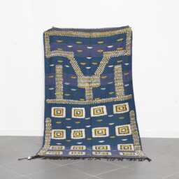 Geometric Berber Rug Handmade Moroccan Wool Carpet - 8x4, 5 Ft - thumbnail 1