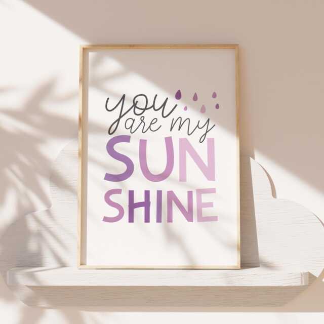 You Are My Sunshine Print, Boho Nursery Wall Art, Decor, Rainbow, Gender Neutral Baby Room Kids Playroom Girls Bedroom - image 1