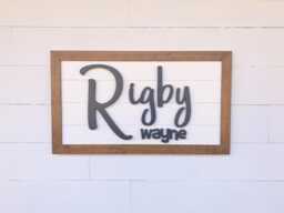 Custom Wood Baby Boy Name Sign Nursery Wall Decor - thumbnail 1