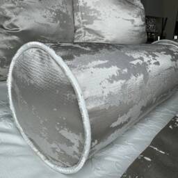 Luxury Bed Cushion , Absolutely Stunning Marble Design Pillow in Silvery Grey Mettalic Fabric Hailes Unique Design Bedding - thumbnail 2