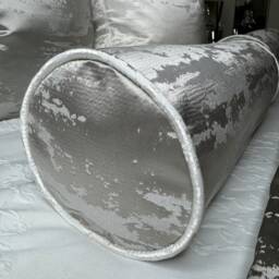Luxury Bed Cushion , Absolutely Stunning Marble Design Pillow in Silvery Grey Mettalic Fabric Hailes Unique Design Bedding - thumbnail 3