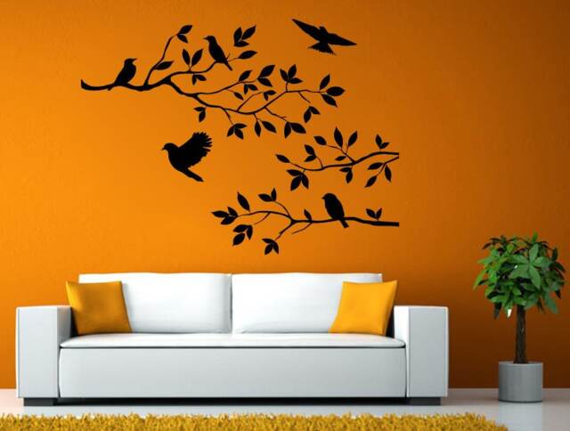 Birds Branches Tree Leaves Nature Wall Window Vehicle Sticker Decal Vinyl Fathead Mural Decor L2060 - image 1