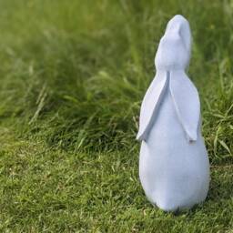 Moongazing Hare Garden Sculpture, Marble Finish, Indoor Outdoor Decor - thumbnail 2