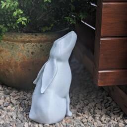Moongazing Hare Garden Sculpture, Marble Finish, Indoor Outdoor Decor - thumbnail 4