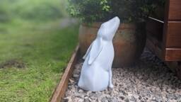 Moongazing Hare Garden Sculpture, Marble Finish, Indoor Outdoor Decor - thumbnail 1