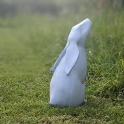 Moongazing Hare Garden Sculpture, Marble Finish, Indoor Outdoor Decor - thumbnail 3