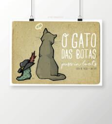 Original Storytales Puss in The Boots Wall Art Printing Poster Illustration Print Drawings Graphic Design Work Home Decor - thumbnail 1