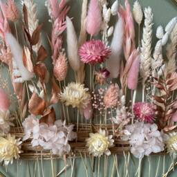Sweet Pink & White Dried Flower Wall Decor - Nursery & Kids' Room Boho Floral Hoop Handmade Romantic Home Decoration - thumbnail 2
