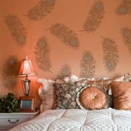 Peacock Feather Grande Wall Art Stencil - Size Medium Better Than Decals Easy To Use For Diy Home Improvement