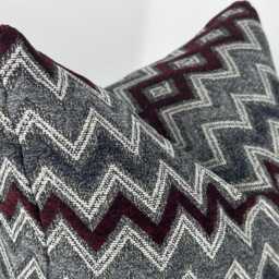 Burgundy & Gray Chevron Pillowcase, Burgundy Pillow Cover, Fall Decor, Zig Zag Pillowcase, Textured Pillowcase, Housewarming Gift, 20x20 - thumbnail 2