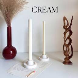 Handmade Ribbed Taper Candle Pastel Unscented Dinner Candle - thumbnail 3