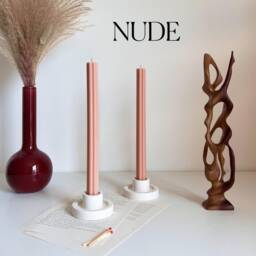 Handmade Ribbed Taper Candle Pastel Unscented Dinner Candle - thumbnail 2