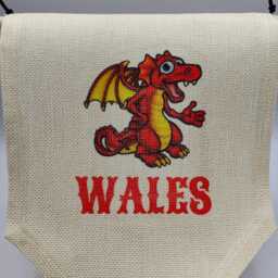 Cartoon Welsh Dragon Cymru Wales Banner Flag, Linen Wall Art, Stocking Filler, Room Decor, Hanging Kid's Children's Decor - thumbnail 3