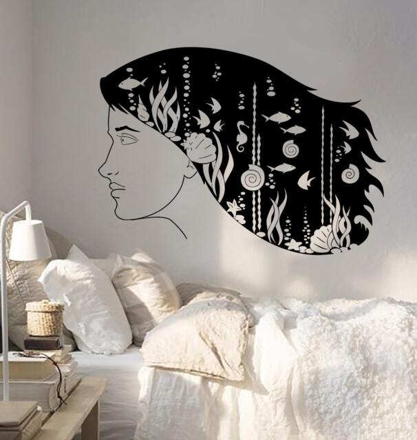Wall Vinyl Decal Sea Marine Ocean Shell Girl Woman Amazing Cool Decor 1383Dz - image 1