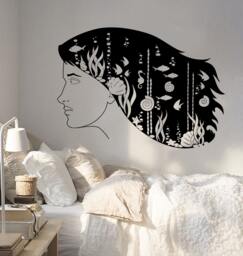 Wall Vinyl Decal Sea Marine Ocean Shell Girl Woman Amazing Cool Decor 1383Dz - thumbnail 1