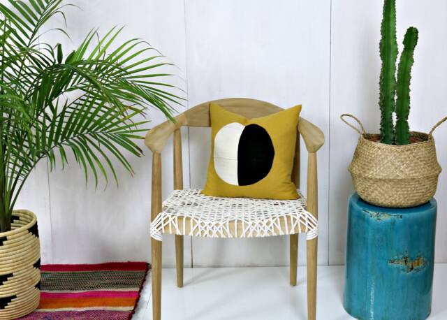 Black & White Mud Cloth Mustard Yellow Linen Pillow Cover/Various Sizes Artisan Made African Natural Dyes Loom Woven Ethically Sourced - image 1