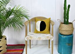Black & White Mud Cloth Mustard Yellow Linen Pillow Cover/Various Sizes Artisan Made African Natural Dyes Loom Woven Ethically Sourced - thumbnail 1