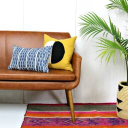 Black & White Mud Cloth Mustard Yellow Linen Pillow Cover/Various Sizes Artisan Made African Natural Dyes Loom Woven Ethically Sourced - thumbnail 3