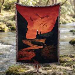 Throne Of Glass Woven Blanket, Dark Academia Dragons Fantasy Book Lover Gift - thumbnail 2