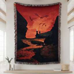 Throne Of Glass Woven Blanket, Dark Academia Dragons Fantasy Book Lover Gift