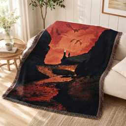 Throne Of Glass Woven Blanket, Dark Academia Dragons Fantasy Book Lover Gift - thumbnail 3