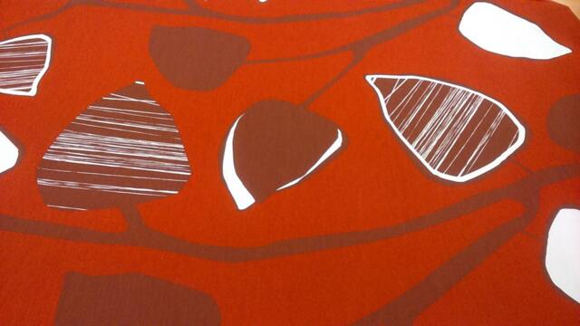 Curtain Panel Red White Leaves Botanical Abstract Modern Decor Cafe Curtain Kitchen Valance Table Runner Napkins Tea Towels Great Gift