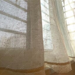 Linen Sheer Curtain, Farmhouse Light Filtering Drapes For Bedroom , Rod Pocket - thumbnail 3