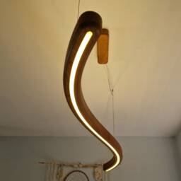 Handmade Oak Led Chandelier Modern Minimalist Wood Pendant Light - thumbnail 2