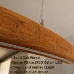 Handmade Oak Led Chandelier Modern Minimalist Wood Pendant Light - thumbnail 3
