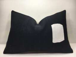 Vintage Kilim Pillow Cover, Black Turkish Pillow, Linen Back - 16x24 - thumbnail 1