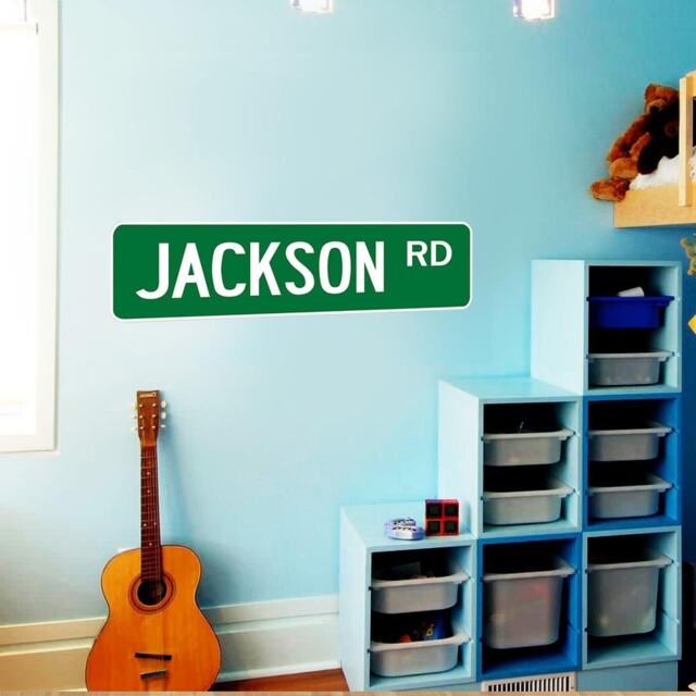Custom Name Decal - Street Sign Wall Personalized Road Stickers For Kids Room Vwaq-Ns1 - image 1