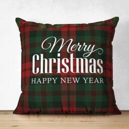 Suede Christmas Cushion Cover With Plaid Pattern - Xmas Reindeers & Flowers Double Sided Printed Soft Fabric, Multi-Sizes, Oeko-Tex?? - thumbnail 3