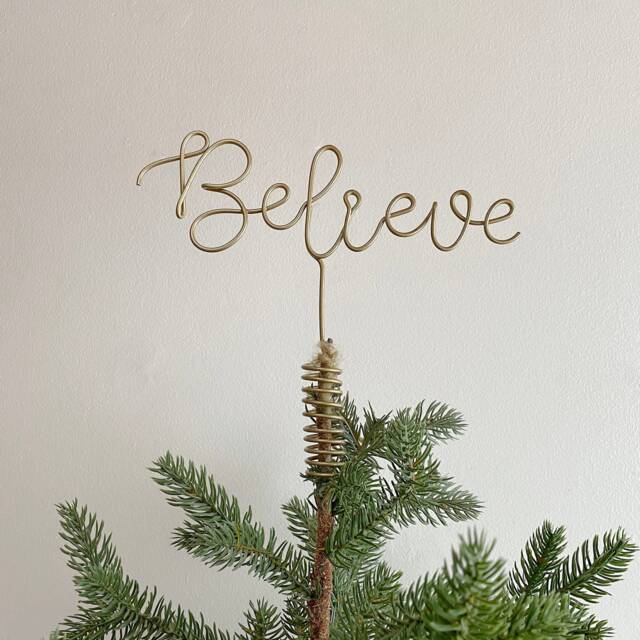 Gold Believe Wire Christmas Tree Topper - image 1