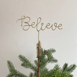 Gold Believe Wire Christmas Tree Topper - thumbnail 1