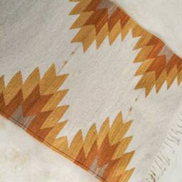 Handwoven Mexican Rug Oaxacan Woven Rugs - Flor De Desierto - Natural Base With Clay Tones - thumbnail 3