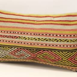 Turkish Kilim Lumbar Pillow Cover, Wool & Cotton - 12x20 Inch - thumbnail 3
