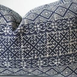 Indigo Neutral Tribal Hemp Hand Woven Natural Dye Color Lumbar Pillow Cover - thumbnail 2