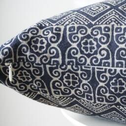 Indigo Neutral Tribal Hemp Hand Woven Natural Dye Color Lumbar Pillow Cover - thumbnail 3
