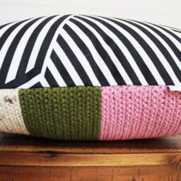Crochet Throw Pillow/Cotton/Olive, Cream, Pink, Natural/16x16, Decorative Accent Pillow, Living Room, Bedroom, Nursery - thumbnail 3